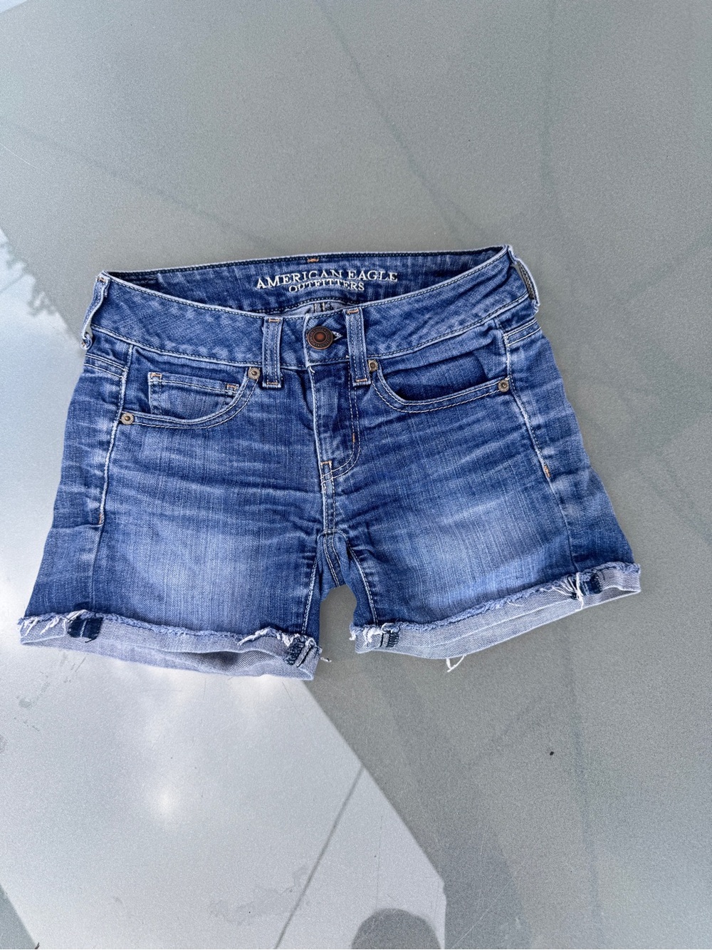 American Eagle Outfitters Blue Washed Denim Cutoff Shorts